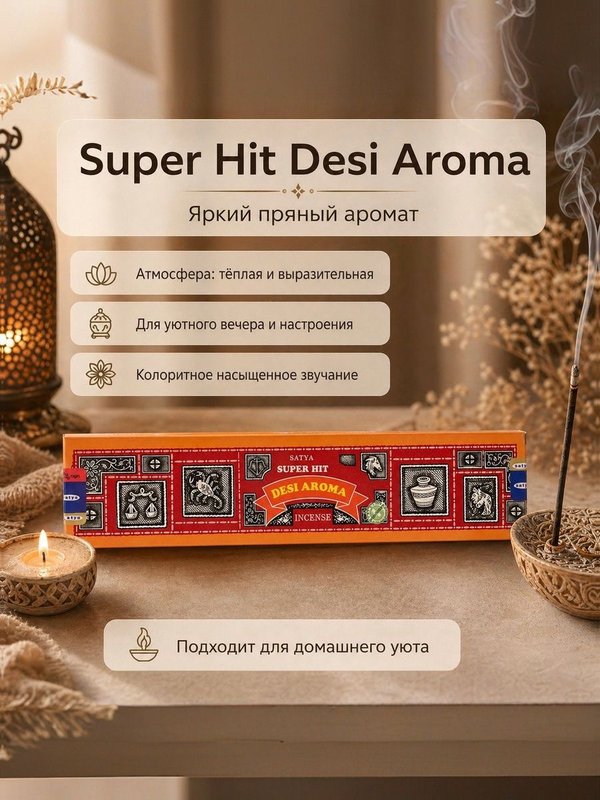 Набор благовоний Восточная глубина Opium Incense, Nag Champa Black Gold, Super Hit Desi Aroma