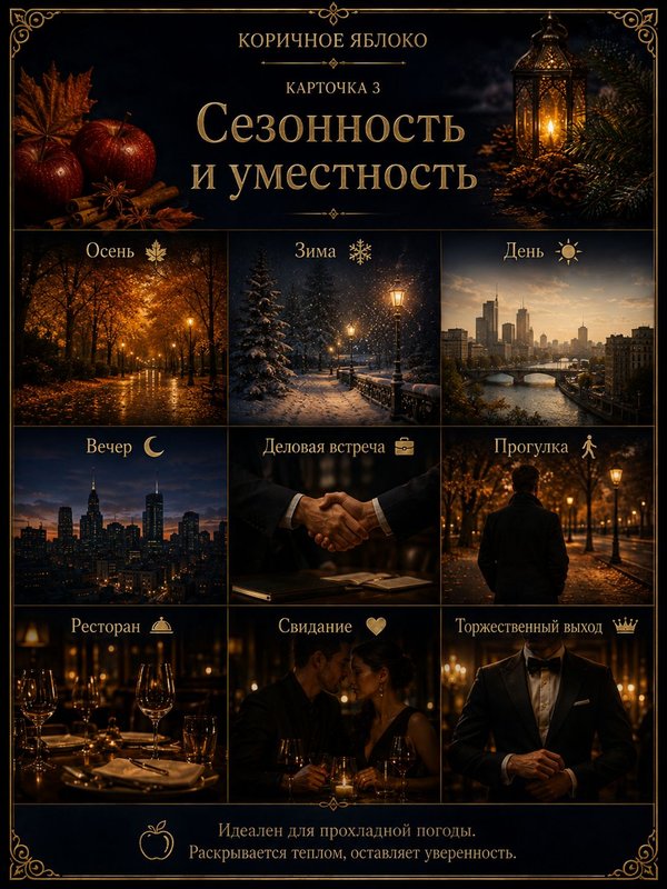 Масляные духи мужские Коричное яблоко , стойкие, шариковые, древесно-пряный аромат, 3 мл