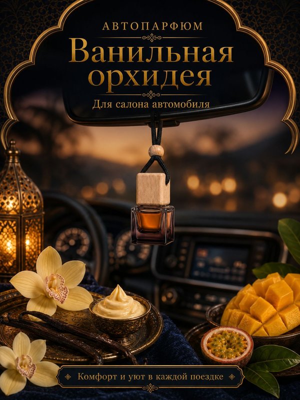 Автопарфюм Ванильная орхидея, аромат для автомобиля, женственный восточный гурманский аромат, 7 мл