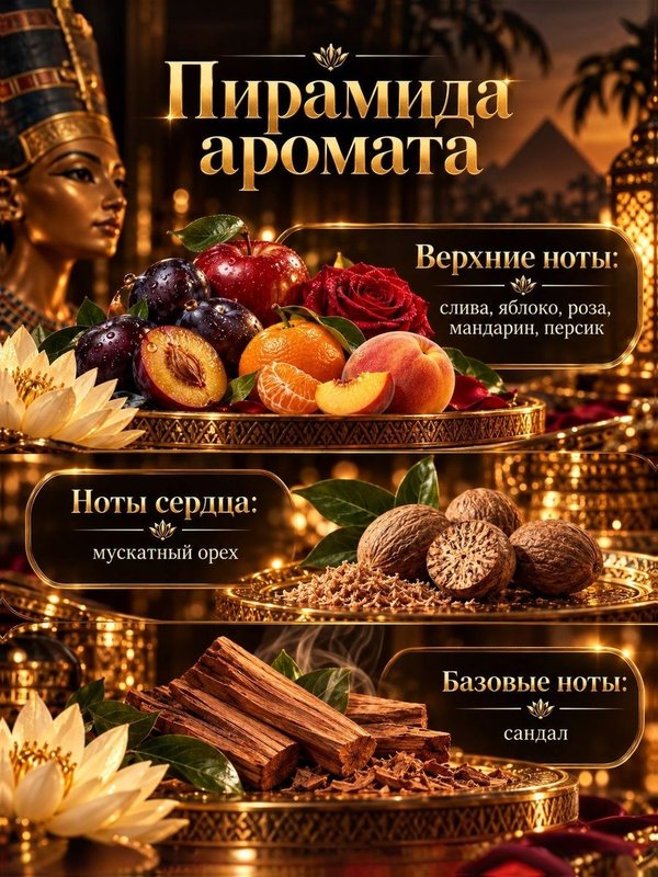 Масляные духи женские Нефертити, фруктово-восточный аромат, декоративный восточный флакон, 10 мл