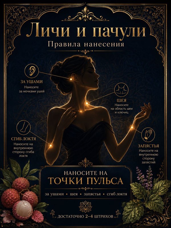 Масляные духи Личи и пачули, 3 мл