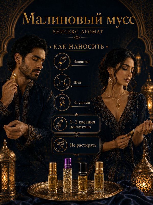 Масляные духи унисекс Малиновый мусс , стойкие, шариковые, сочный цветочно-фруктовый аромат, 6 мл