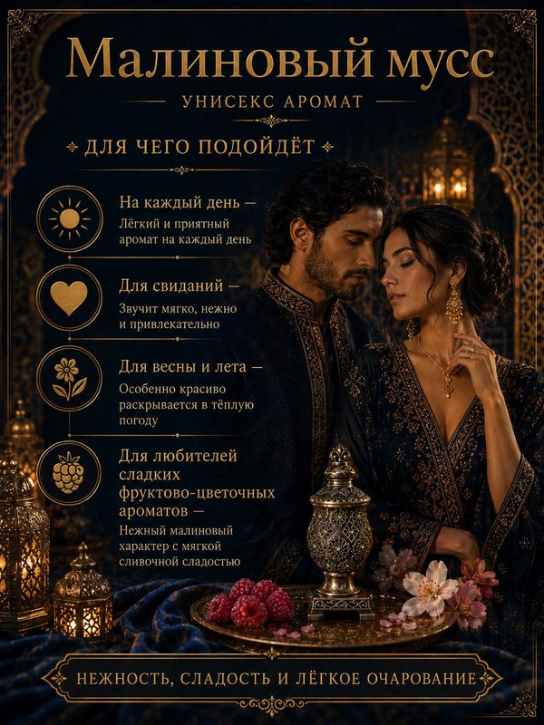 Масляные духи унисекс Малиновый мусс , стойкие, сочный цветочно-фруктовый аромат, 10 мл