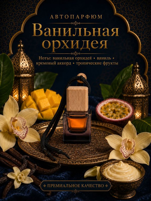 Автопарфюм Ванильная орхидея, аромат для автомобиля, женственный восточный гурманский аромат, 7 мл