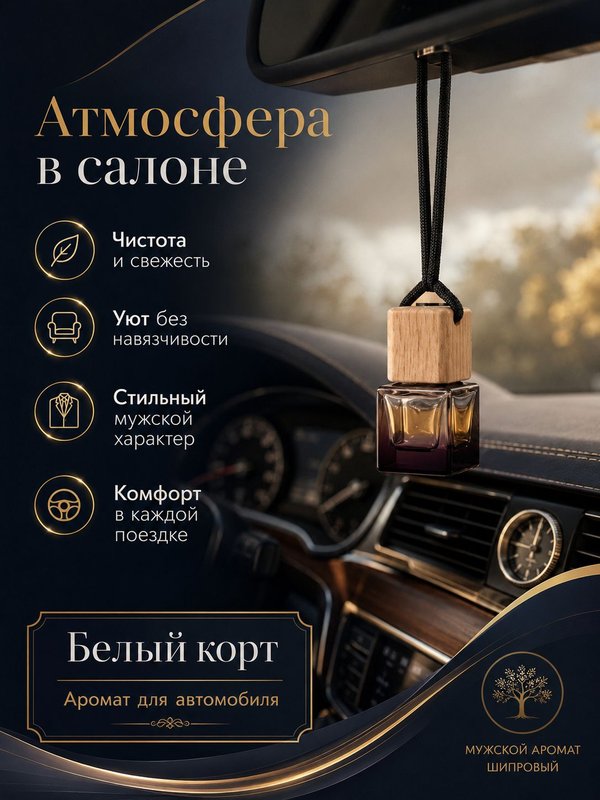Автопарфюм Белый корт, парфюмерное масло для автомобиля, мужской свежий аромат, 7 мл