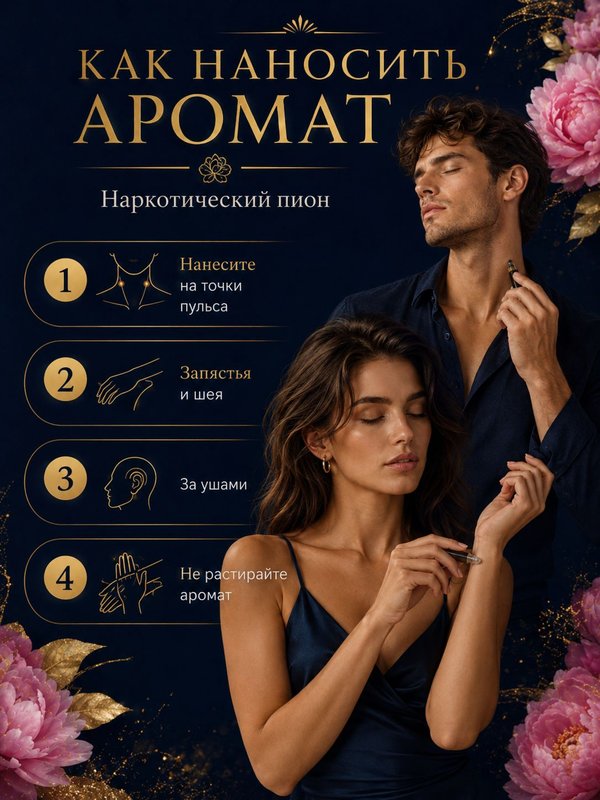 Парфюмерное масло Наркотический пион, унисекс аромат, цветочно-фруктовый, роликовый флакон, 3 мл