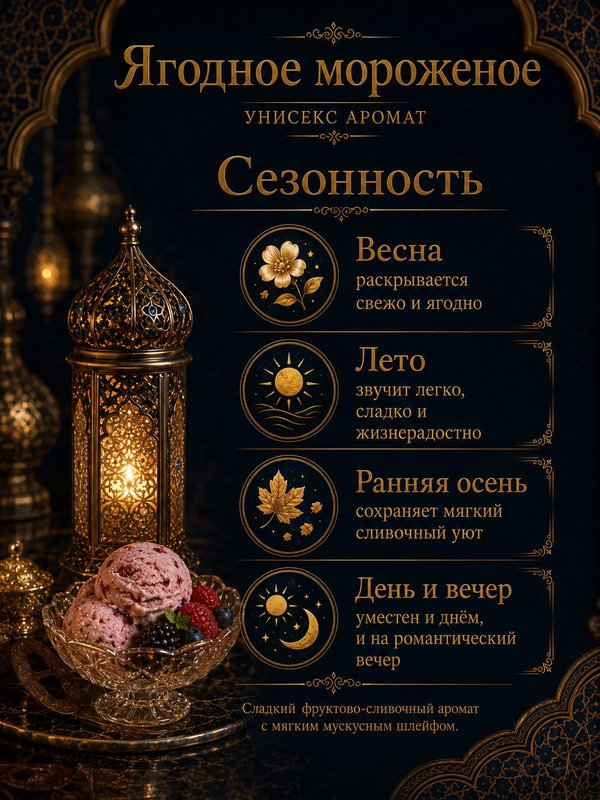 Парфюмерное масло Ягодное мороженое, унисекс аромат, цветочно-фруктовый сладкий, роликовый флакон, 3 мл