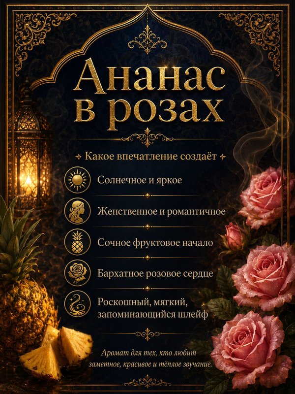 Масляные духи Ананас в розах, 3 мл