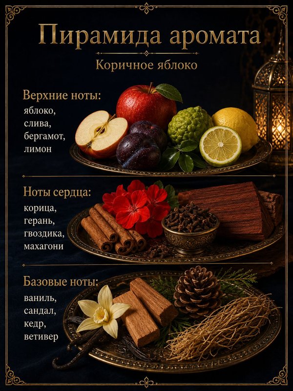 Масляные духи мужские Коричное яблоко , стойкие, шариковые, древесно-пряный аромат, 3 мл