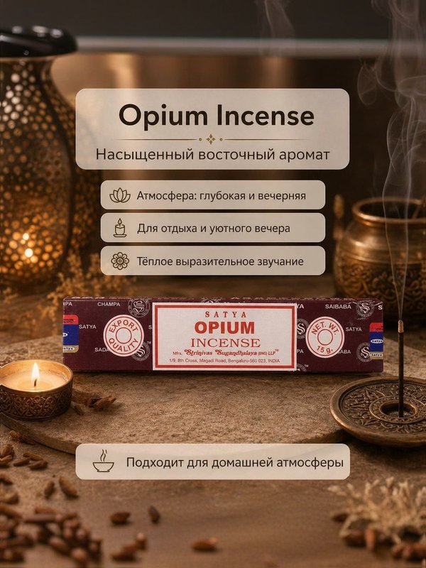 Набор благовоний Восточная глубина Opium Incense, Nag Champa Black Gold, Super Hit Desi Aroma