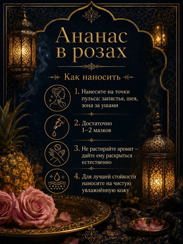 Масляные духи Ананас в розах, 3 мл