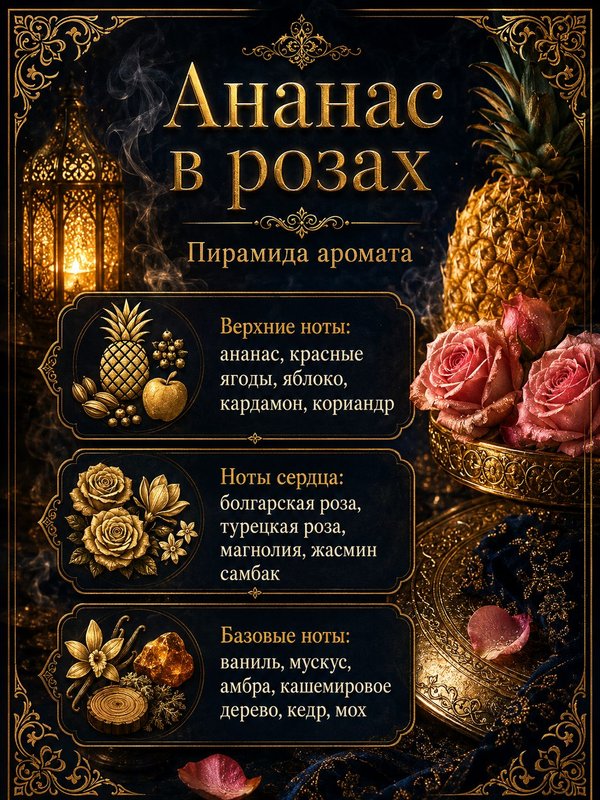 Масляные духи Ананас в розах, 3 мл