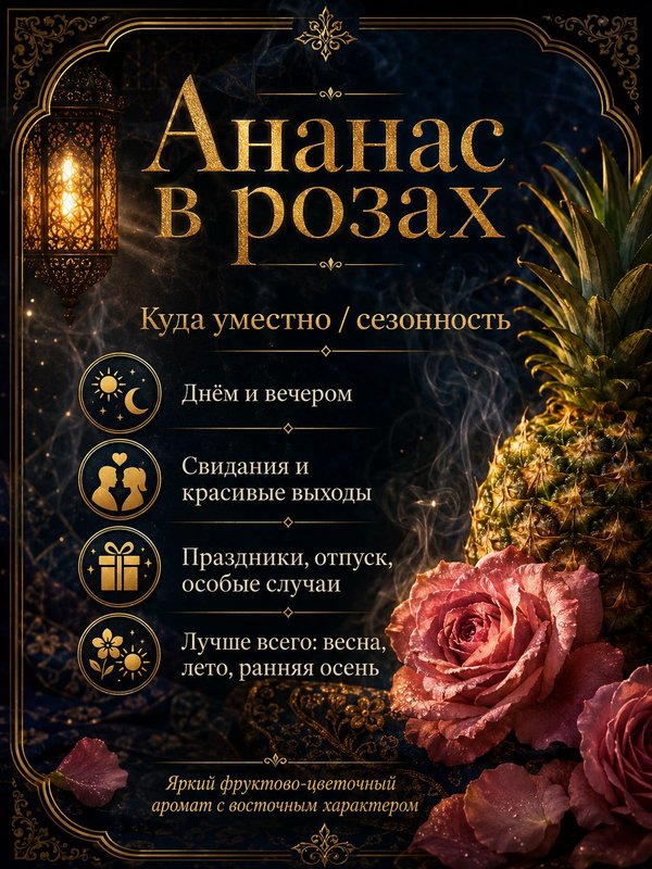 Масляные духи Ананас в розах, 3 мл