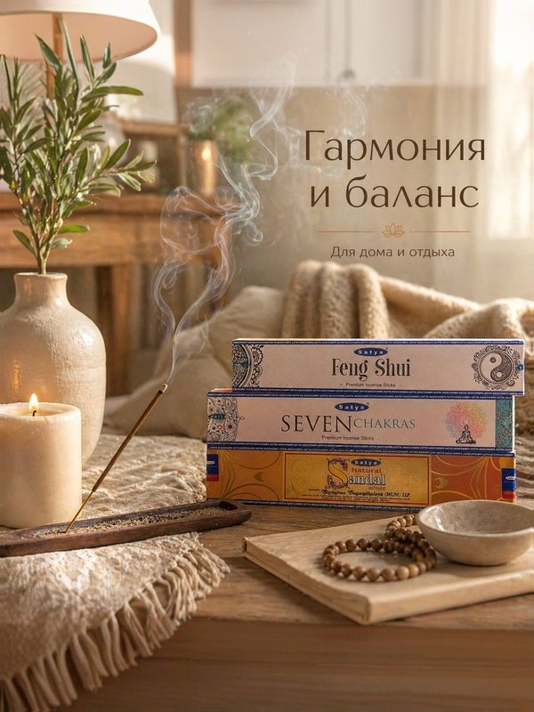 Набор благовоний Гармония и баланс Feng Shui, Seven Chakras, Natural Sandal