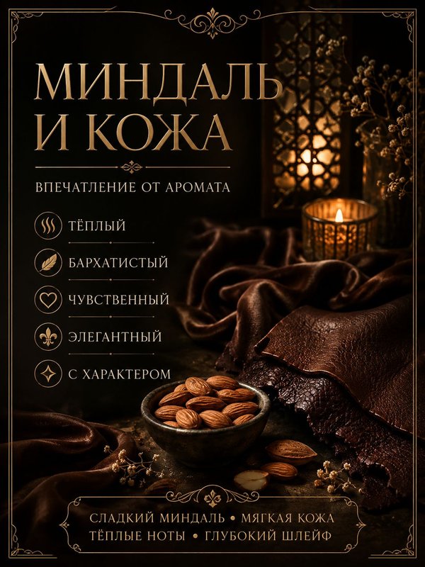 Масляные духи Миндаль и кожа, 3 мл