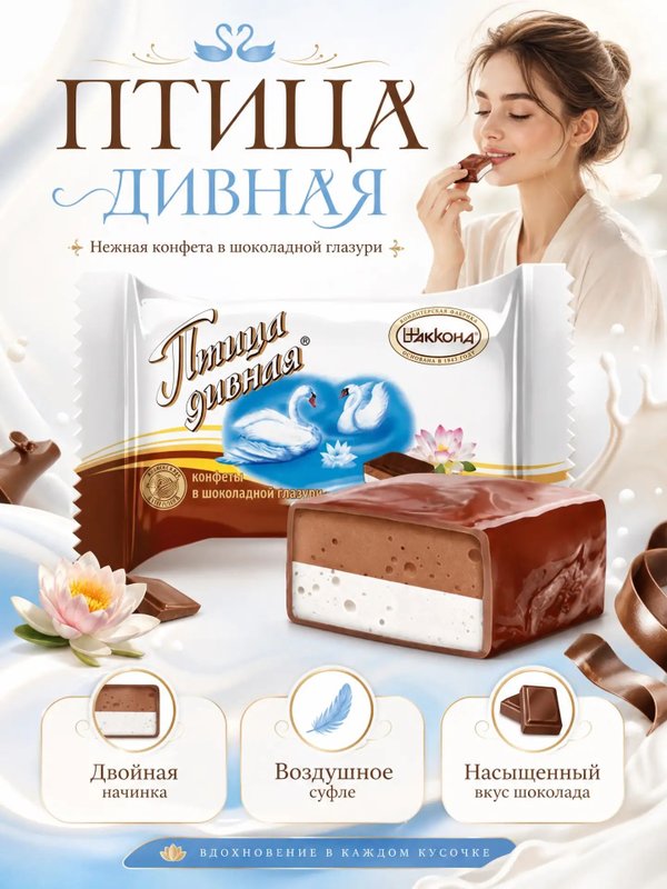 Конфеты Птица дивная сливочно-шоколадное суфле, 500 грамм