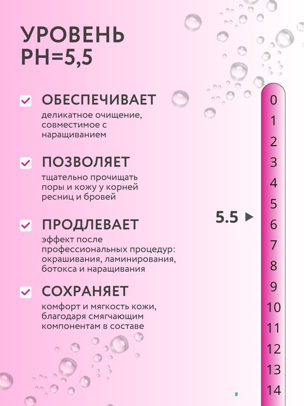 Очищающая мягкая пенка для бровей и ресниц pH 5,5, 150 мл