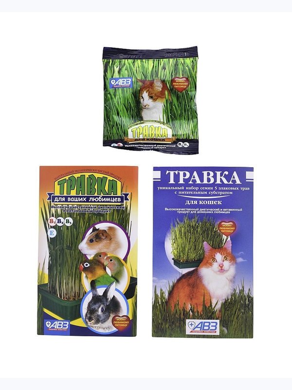 Травка, смесь семян злаковых трав, АВЗ для кошек, 30 г/пакет