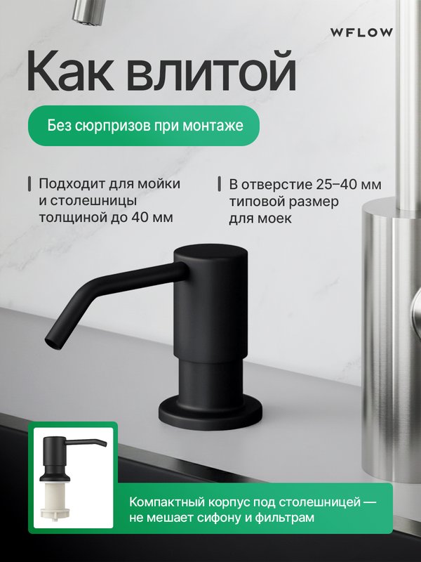 дозатор для моющего средства на кухню встраиваемый с колбой 350мл