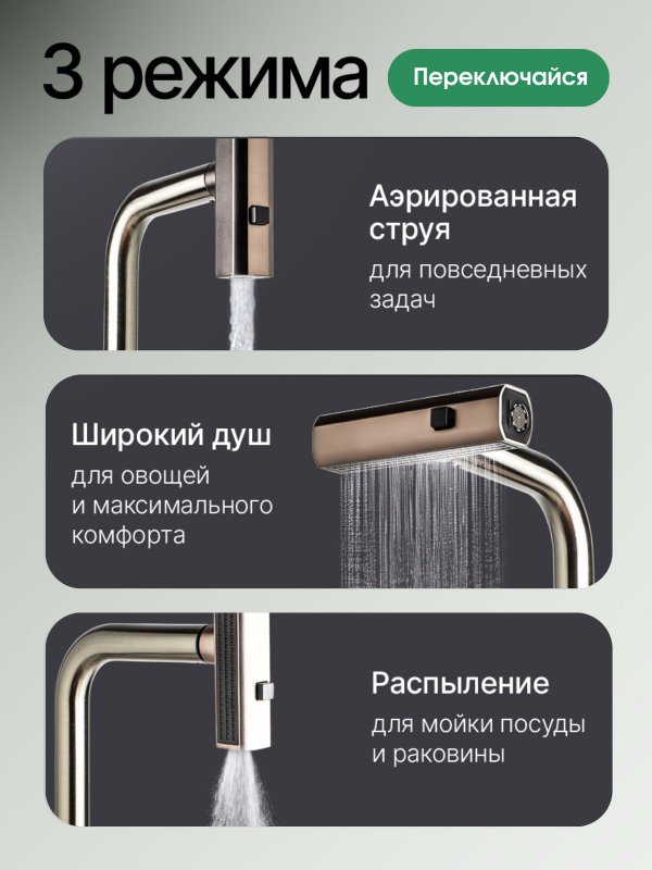 Смеситель для кухни с выдвижным изливом из нержавеющей стали, смеситель на кухню для мойки, графит матовый