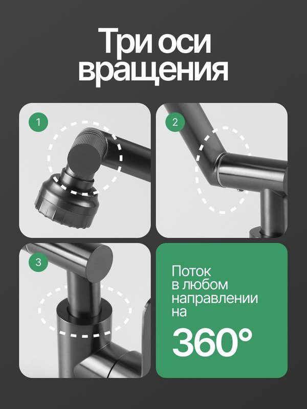 смеситель для раковины, нержавеющая сталь, графит матовый WFLOW
