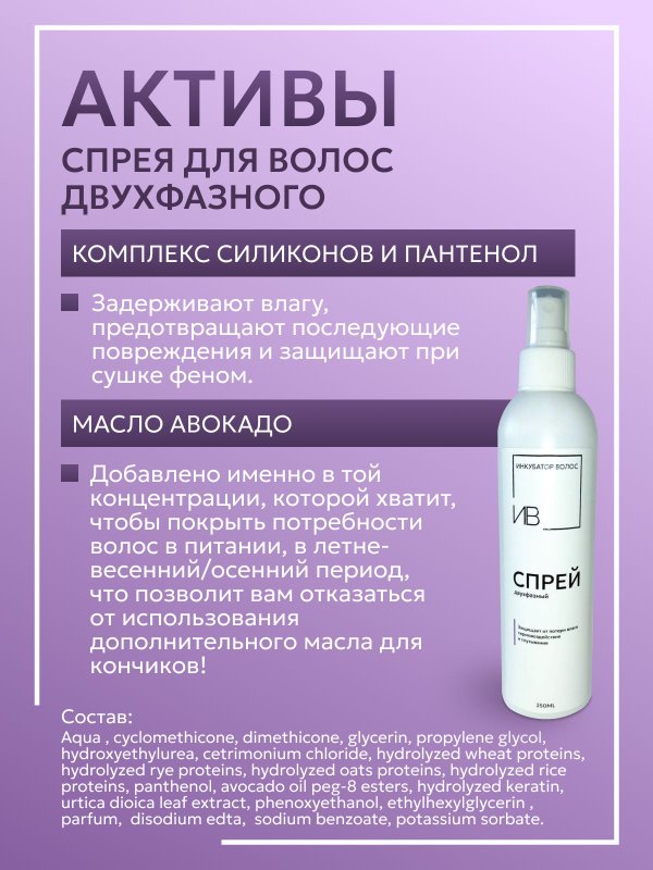 Спрей двухфазный, увлажнение, термозащита, распутывание