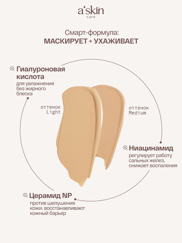Тональный крем для лица матирующий light с SPF 15+, Корея