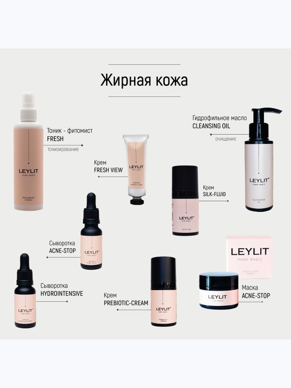 LEYLIT Маска для ухода за жирной кожей ACNE STOP с хлорофиллом 50 мл