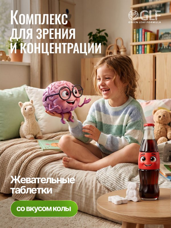Детский лецитин для зрения с лютеином и зеаксантином, цинк с витамином С для детей, жевательные витамины со вкусом кола