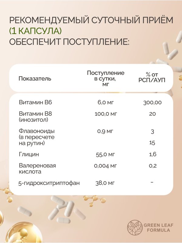 Витамины антистресс комплекс с 5-НТР+ 7 компонентов, глицин В6, для нервной системы, для сна