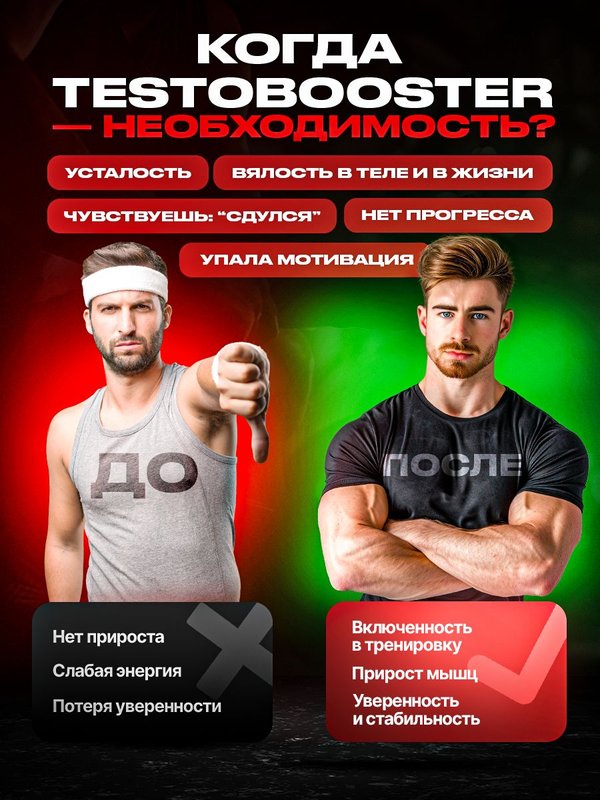 Тестостерон для мужчин / Тестобустер Red Phoenix, 60 капсул