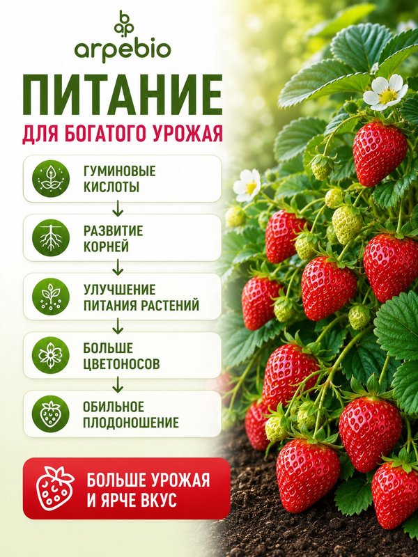 Удобрение для клубники осеннее / подкормка для клубники на подоконнике ArPeBio 500 мл