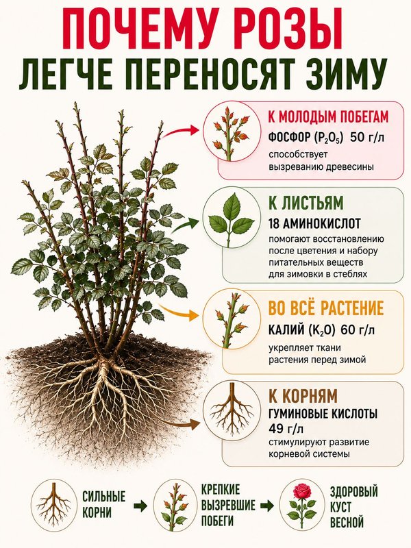 Осеннее удобрение для роз садовых ArPeBio 500 мл / подкормка для роз и пионов