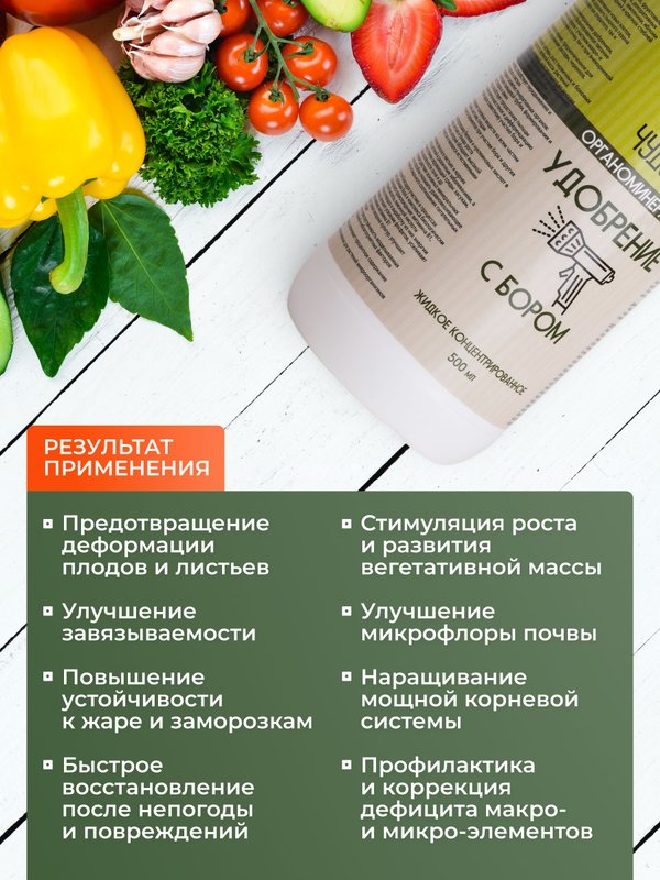 Удобрение для томатов, перцев, огурцов / подкормка для овощей и плодов универсальная с бором Чудозем 500 мл
