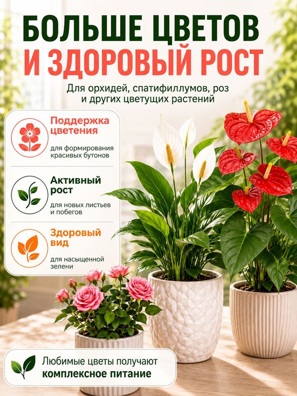Органическое эко удобрение для комнатных растений/ подкормка для спатифиллума и антуриума, замиокулькас ArpeBio 500мл