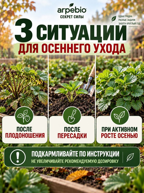 Удобрение для клубники осеннее / подкормка для клубники на подоконнике ArPeBio 500 мл