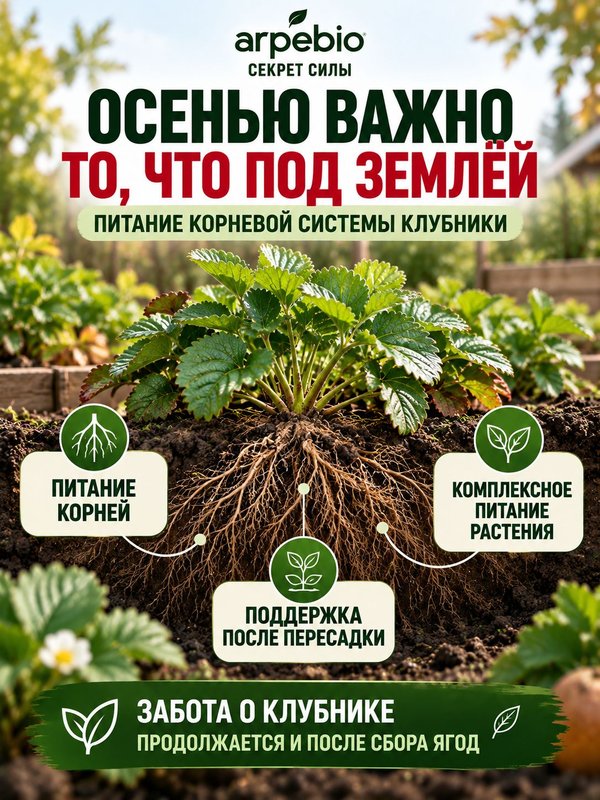 Удобрение для клубники осеннее / подкормка для клубники на подоконнике ArPeBio 500 мл