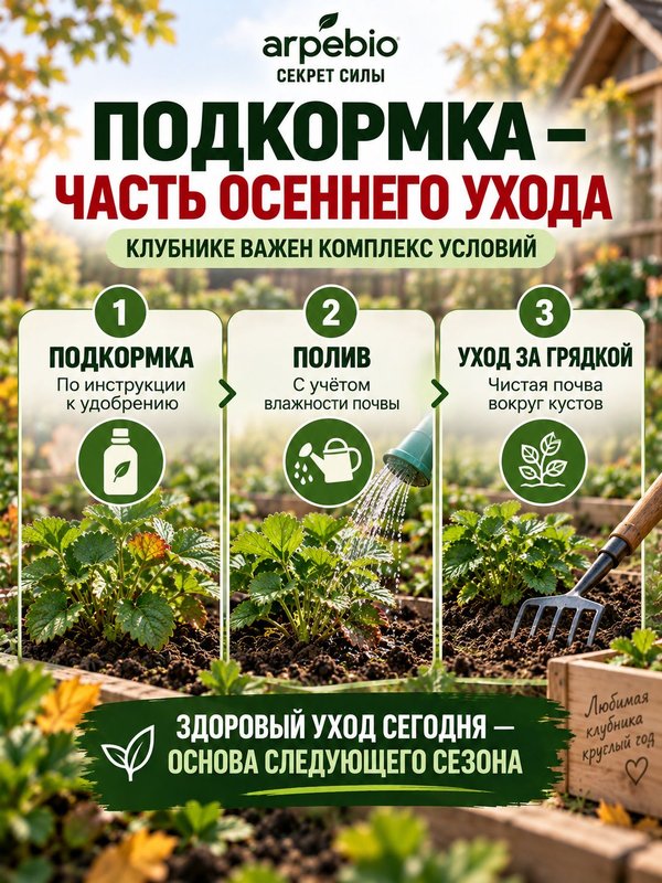 Удобрение для клубники осеннее / подкормка для клубники на подоконнике ArPeBio 500 мл