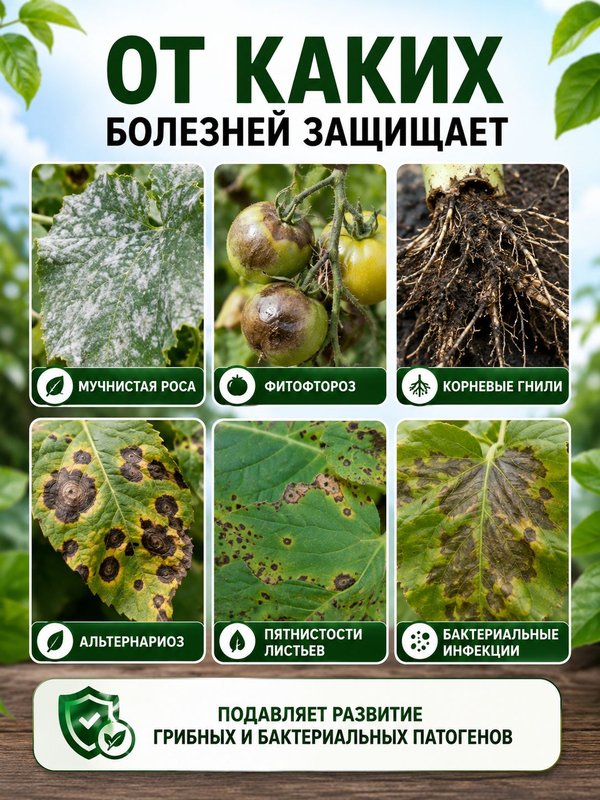 Средство от мучнистой росы на огурцах, фитофтороза и гнилей 4 шт х 20 гр / удобрение для защиты растений от болезней