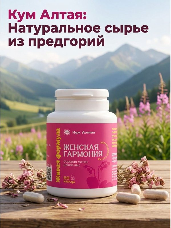 ЖЕНСКАЯ ГАРМОНИЯ (Боровая матка+дикий ямс), 60 капсул