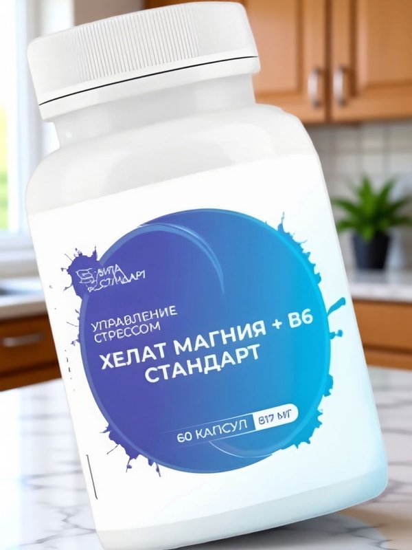 Хелат магния + В6, капсулы 817 мг, 60 шт - комплекс для нервной системы и здорового сна
