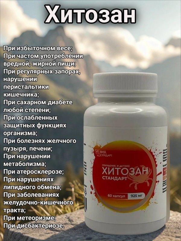 Хитозан Стандарт, 925 мг, 60 капсул