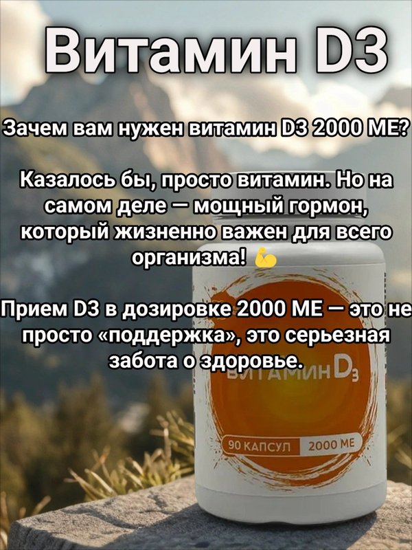 Витамин D3 2000 МЕ, 90 капсул