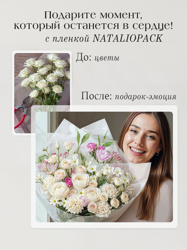 Бумага подарочная упаковочная для цветов матовая прозрачная
