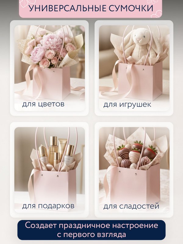 Сумка для цветов флористическая набор 3 шт плайм пакет