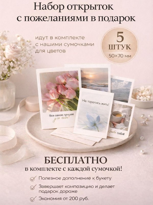Сумка для цветов флористическая набор 5 шт плайм пакет