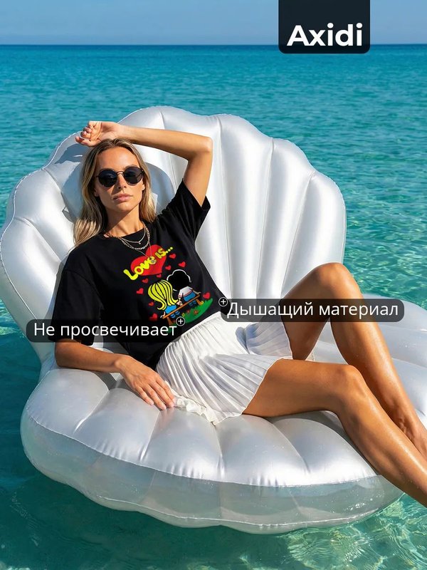 52 | Футболка черная с надписью Love is хлопковая оверсайз
