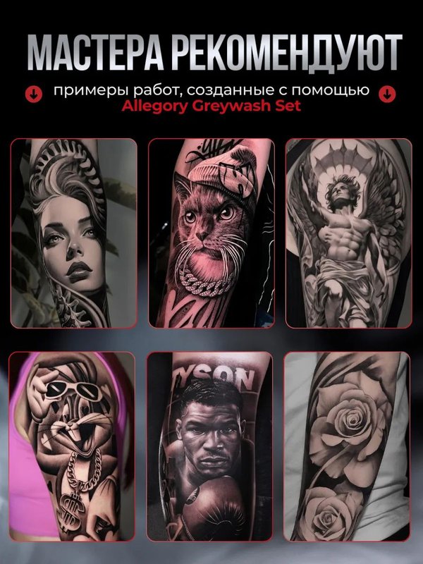 Allegory Greywash Set грейвош набор теневых тату красок для теней и градиентов, 120 мл