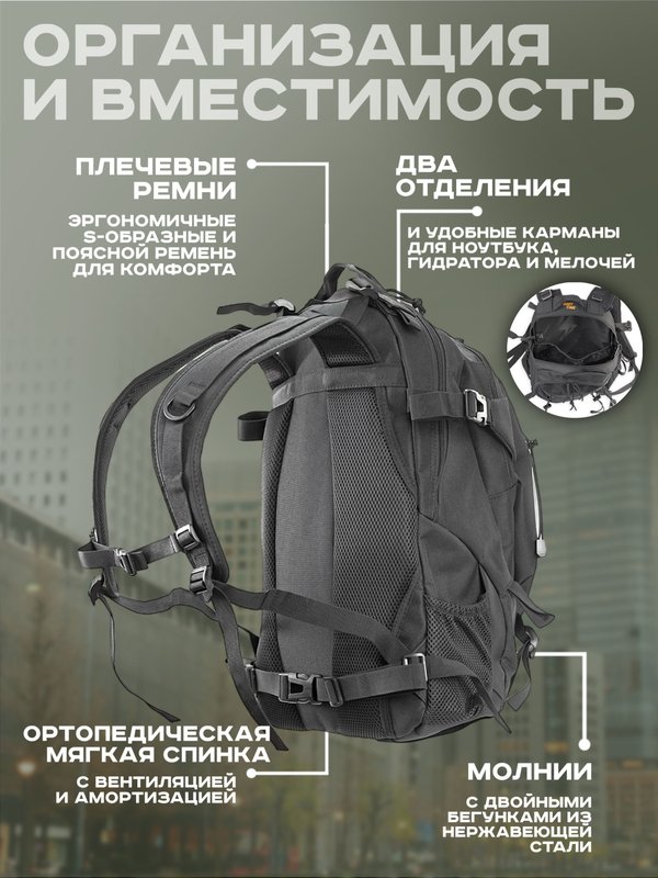 Рюкзак ShotTime городской Basic, 25л, чёрный