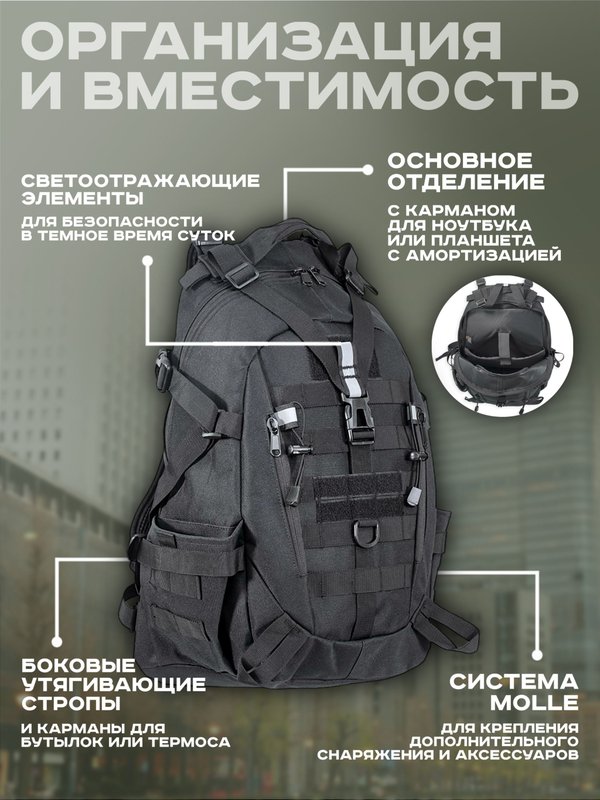 Рюкзак ShotTime городской Basic, 25л, чёрный